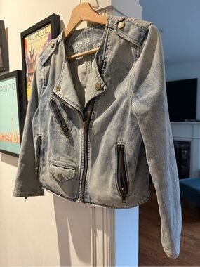 Gap Denim Moto Jacket - Light Acid Wash sz XS